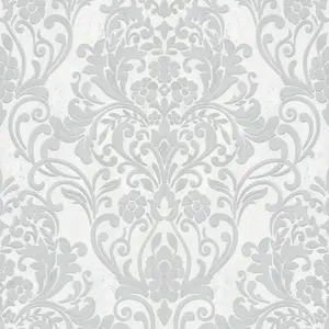 Galerie City Glam Light Grey Damask Embossed Wallpaper