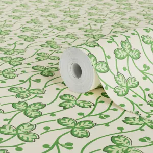 Lick Green & White Clover 01 Textured Wallpaper