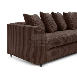 Luxor Long Fabric Jumbo Cord 4 Seater Sofa - Scatter Back Chocolate