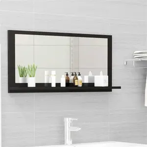 Dorlene Framed Wall Mounted Bathroom Mirror High Gloss Black / 80 cm