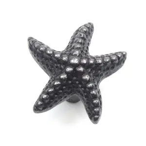 Oakcrafts - Small Antique Cast Iron Starfish Cabinet Knob - Approx 45mm - Pack of 4