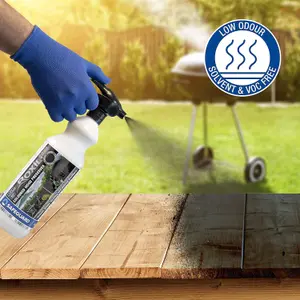 Roxil Wood Stain Preserver (1L Spray Charcoal) - 5 Year Protection Indoor & Outdoor No VOCs, Fast-Drying.