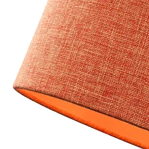 Contemporary and Sleek Orange Natural Linen Fabric Drum Lamp Shade 60w Max