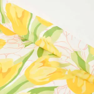 Homescapes Yellow Tulips Digitally Printed Cotton Duvet Cover Set, Super King