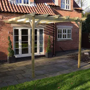 Wall Mounted Garden Pergola - Wood - L300 x W420 x H270 cm - Light Green