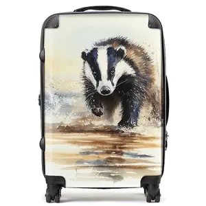 Wading Badger Watercolour Suitcase - Medium