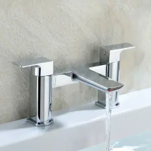 Nes Home Astra Modern Round Bridge Deck Mounted Bath Filler Tap