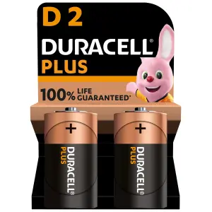 Duracell Plus D Batteries, Pack of 2