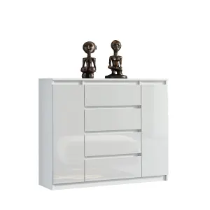 6-Drawer 2 Doors Chest of Drawers 120cm White - Creative Furniture