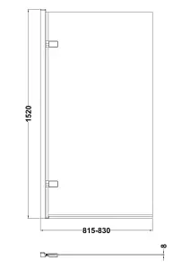 Hinged Straight 8mm Toughened Safety Glass Reversible Shower Bath Screen - Brushed Brass