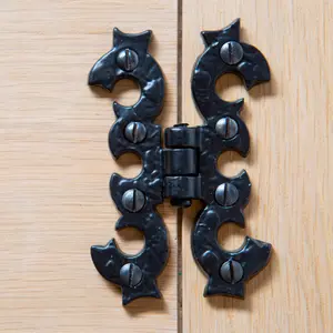 Hammer & Tongs Ornate Cabinet Hinge - H95mm - Black - Pack of 2