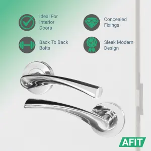 AFIT Chrome Key Lock Door Handle Set, Handles, Sash Lock, Hinges 76mm & 2 Escutcheons - Novi Range