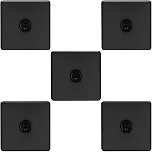 5 PACK 1 Gang Single Retro Toggle Light Switch SCREWLESS MATT BLACK 10A 2 Way