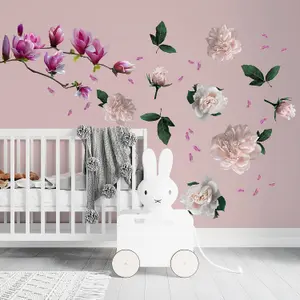 Walplus Large Magnolia With Roses Wall Stickers Mural Decal Room Décor