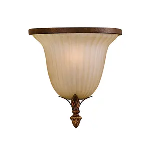 Wall Light Ribbed Uplighter Bottom Finial Aged Tortoise Shell LED E14 40W