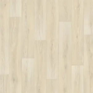 White Modern Wood Effect Anti-Slip Vinyl Flooring for Home, Shops, Offices, 2.6mm Thick Vinyl Sheet-2m(6'6") X 4m(13'1")-8m²