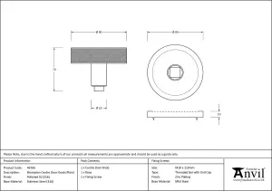 From The Anvil Polished Marine SS (316) Brompton Centre Door Knob (Plain)