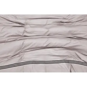 My Home Store Junco Microfiber 3 Piece Luxury Bratta Stitch Duvet Cover Sets With Pillowcase Cream/Black / Super King - 2 Standard Pillowcases