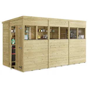 BillyOh Switch Tongue and Groove Pent Wooden Shed - 12x6 Windowed - 15mm Thickness