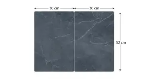 ALLboards Glass Chopping Board ANTHRACITE MARBLE 2 Set 52x30cm Cutting Board Splashback Worktop Saver for Kitchen Hob Protection