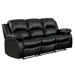 RECLINER BLACK THREE SEATER SOFA SUITES SETTEE LAZY BOY BLACK FABRIC 1 2 3 SEATER ARMCHAIR FAUX LEATHER