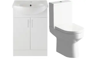 Aquarius View 650mm Vanity Unit and Close Coupled WC Toilet Set AQVW2562