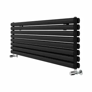 Right Radiators 1600x472 mm Horizontal Vertical Oval Column Radiator Double Panel Rads Black