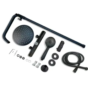 SKY Bathroom 3-spray pattern Black Thermostatic Shower kit