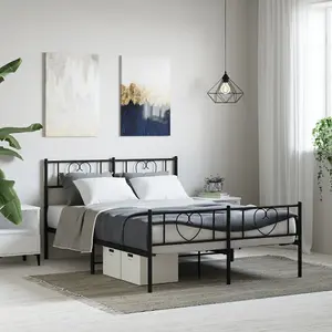 Berkfield Metal Bed Frame with Headboard and Footboard Black 160x200 cm