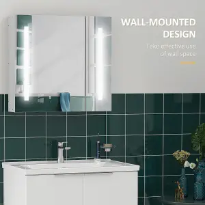 kleankin LED Illuminated Mirror Cabinet with Lights, Touch Switch, for Bathroom