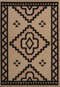 Harper Diamond Pattern Water Resistant Garden Rug Indoor Outdoor Area Rugs Black 160x230 cm