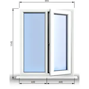 895mm (W) x 1145mm (H) PVCu StormProof Casement Window - 1 RIGHT Opening Window -  Toughened Safety Glass - White