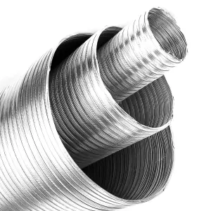 Aluminium Flexible Pipe Expandable Alloy Air Duct Tube Heat Resistant Hose (Length: 3 m / 10 ft, Diameter: 200 mm / 8 in)