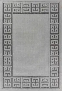 Modern Greek Key Design Outdoor-Indoor Rugs Dark Grey 120x170 cm