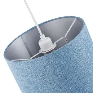 Contemporary and Sleek Blue Nova Plain Linen Fabric Drum Lamp Shade 60w Maximum