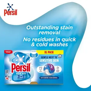 Persil XL 3 in 1 Washing Capsules Non Bio Stain Removal 36 Washes, 4 Pack