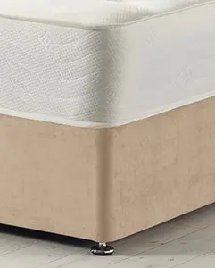 Somnior Plush Beige Memory Foam Divan Bed With Mattress And 2 Drawers - King