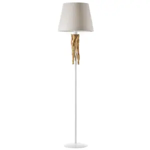 Luminosa Woody Floor Lamp with Tapered Shade White