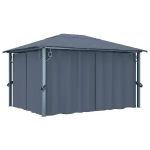 Berkfield Gazebo with Curtain 400 x 300 cm Anthracite Aluminium