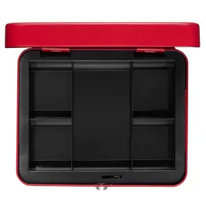 Hardys Metal Cash Box Money Bank Deposit Steel Tin Security Safe Petty Key Lockable - 10" Red