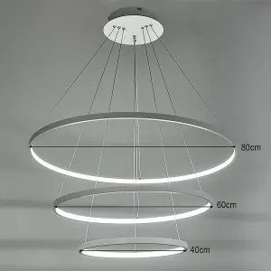 Modern Round 3 Tier Adjustable Linear LED Ceiling Hanging Pendant Light 80CM Cool White