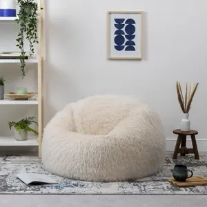 icon Mongolian Classic Faux Fur Bean Bag Chair Natural