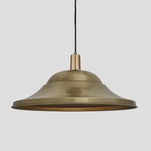 Industville Sleek Giant Hat Pendant, 21 Inch, Brass, Brass Holder