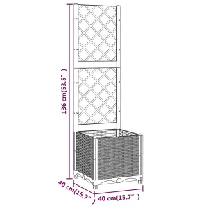 Berkfield Garden Planter with Trellis Dark Grey 40x40x136 cm PP