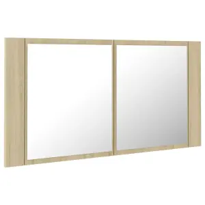 Berkfield LED Bathroom Mirror Cabinet Sonoma Oak 90x12x45 cm