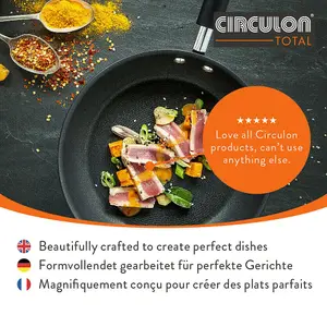 Circulon Total Black Round Hard Anodised Aluminium Induction Suitable Non-Stick Frying Pan Large 31cm