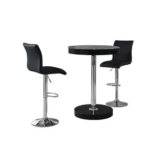 Furniture In Fashion Havana Bar Table In Black With 2 Ripple Black Bar Stools