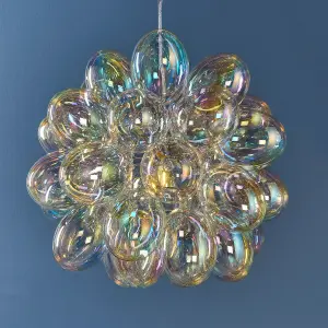 Anson Lighting Carlin Pendant light finished in Chrome plate and iridescent glass