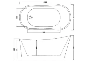 Contemporary Slipper Freestanding Bath from Balterley - 1500mm x 750mm