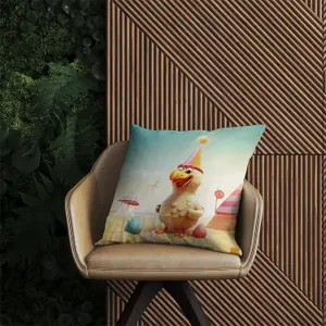 Funky Chicken On A Beach Holiday Outdoor Cushion 45cm x 45cm